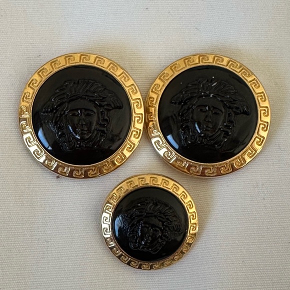 Versace Accessories - VERSACE Medusa designer gold and black buttons.